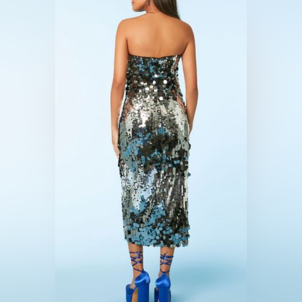 Sequin bodycon strapless midi dress nwot - Picture 3 of 5
